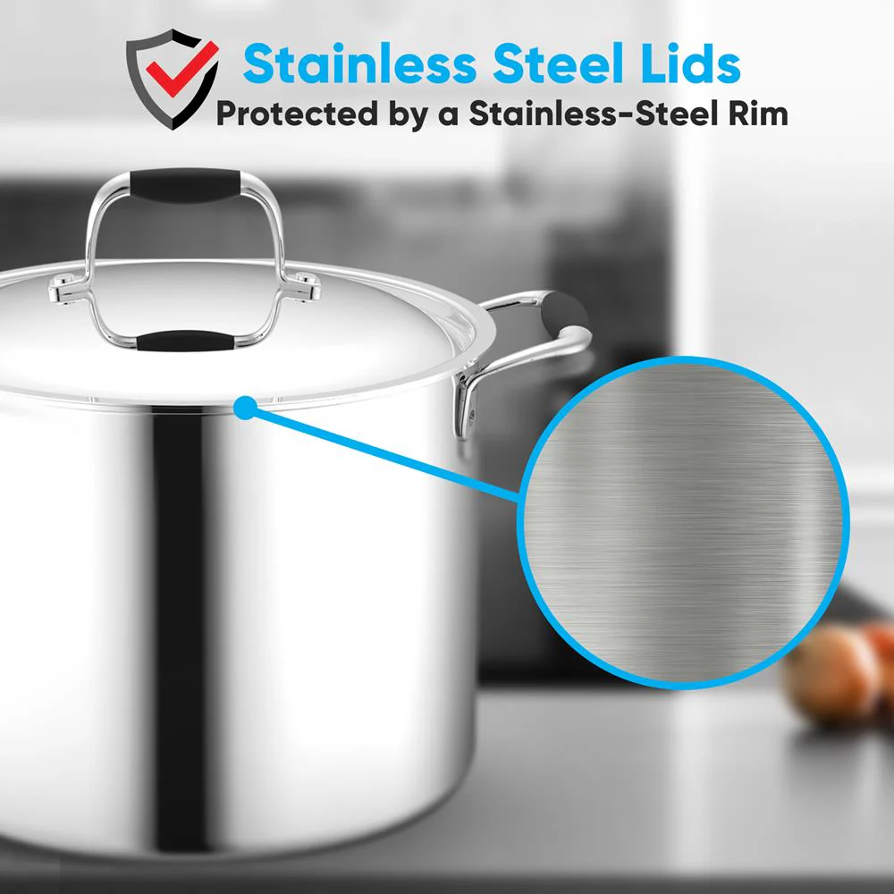 Stainless Steel Lids For Pots - Lid For 3.4 Qt Saute Pan, 8 Qt. Stock Pot, Steamer Insert, And For 8 Qt Stockpot, Works With Model Number: Ncsss12 - Image 3