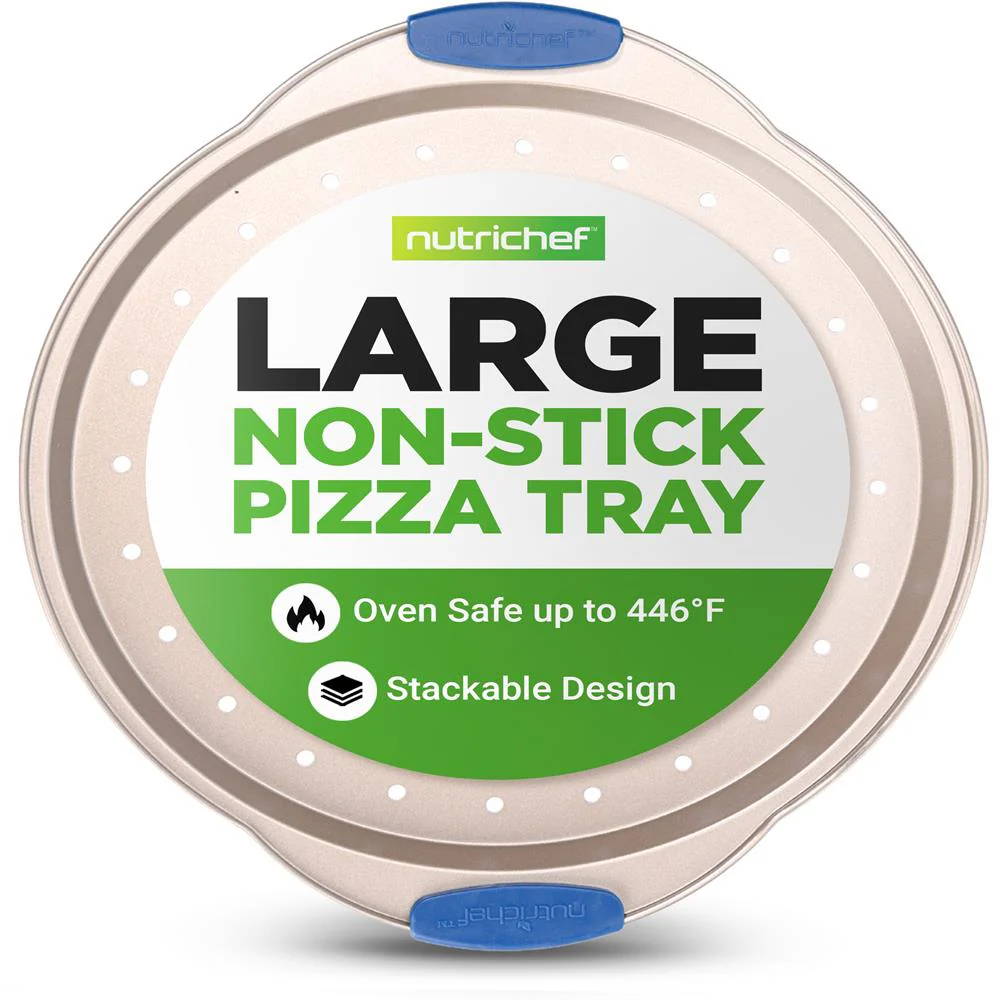13" Non-Stick Pizza Tray - Easy Clean Carbon Steel, Gold