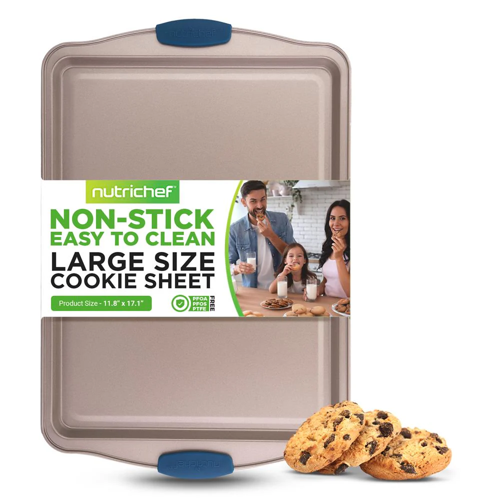 Large Cookie Sheet - Kitchen Oven Baking Pan With Blue Silicone Handles, Compatible With Models: Ncsbsg78, Ncsbsg63, Ncsbsg60, Ncsbsg36 (Gold)