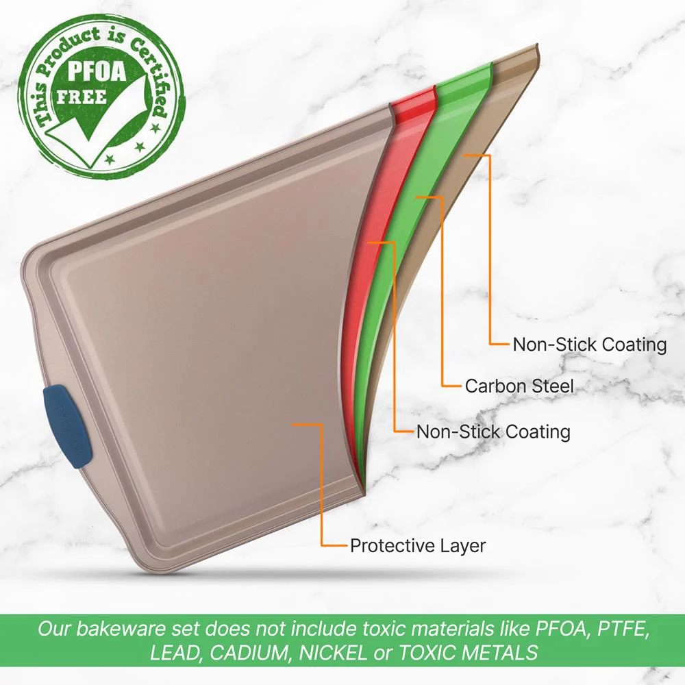 Large Cookie Sheet - Kitchen Oven Baking Pan With Blue Silicone Handles, Compatible With Models: Ncsbsg78, Ncsbsg63, Ncsbsg60, Ncsbsg36 (Gold) - Image 4