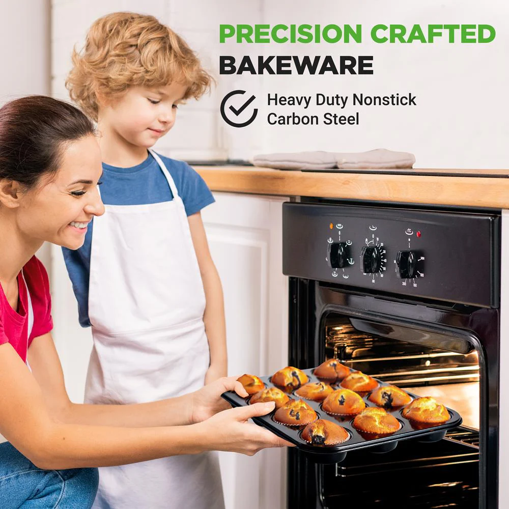 Muffin Pans 2-Pack Nonstick Carbon Steel 12-Cup with Liners - Image 5