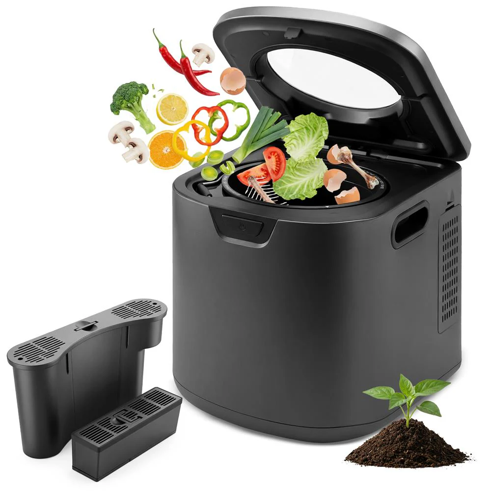 Electric Kitchen Composter 4L, Self-Cleaning, Odorless & Low Noise, Turning Food Waste Into Fertilizer (Gray)