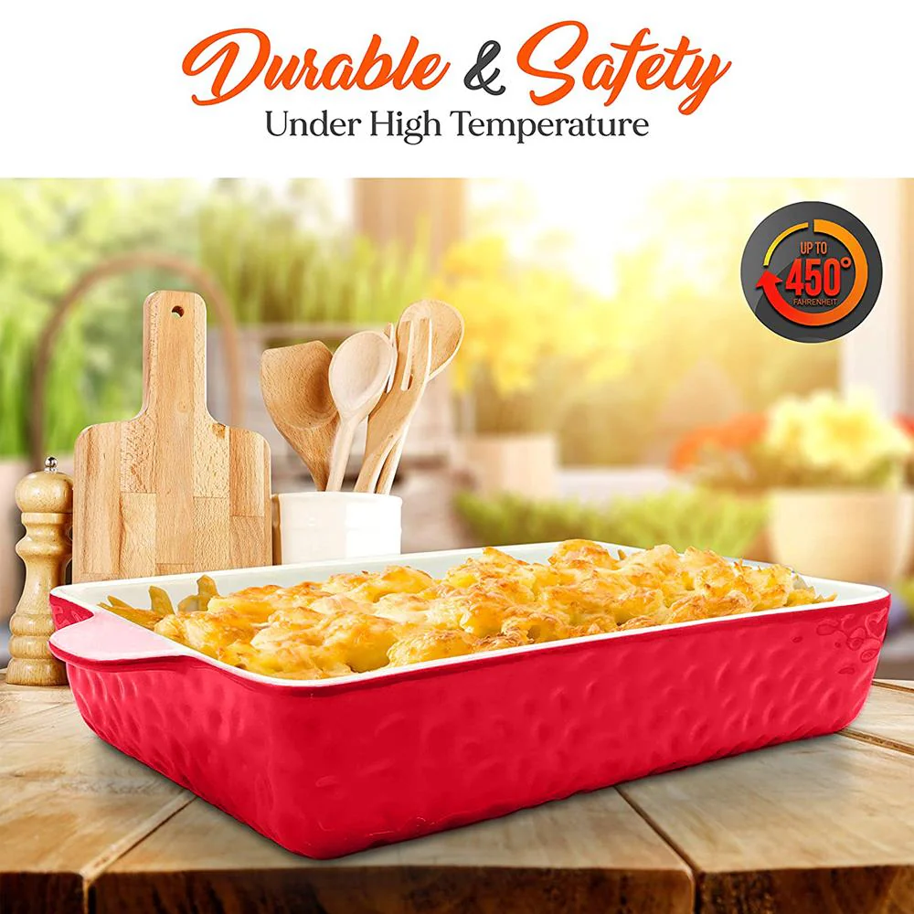 3-Pcs. Rectangular Ceramic Bakeware Set - Durable Baking Dishes Set, Odor-Free Hybrid Ceramic Non-Stick Baking Pans, Dishwasher Safe (Gray) - Image 5