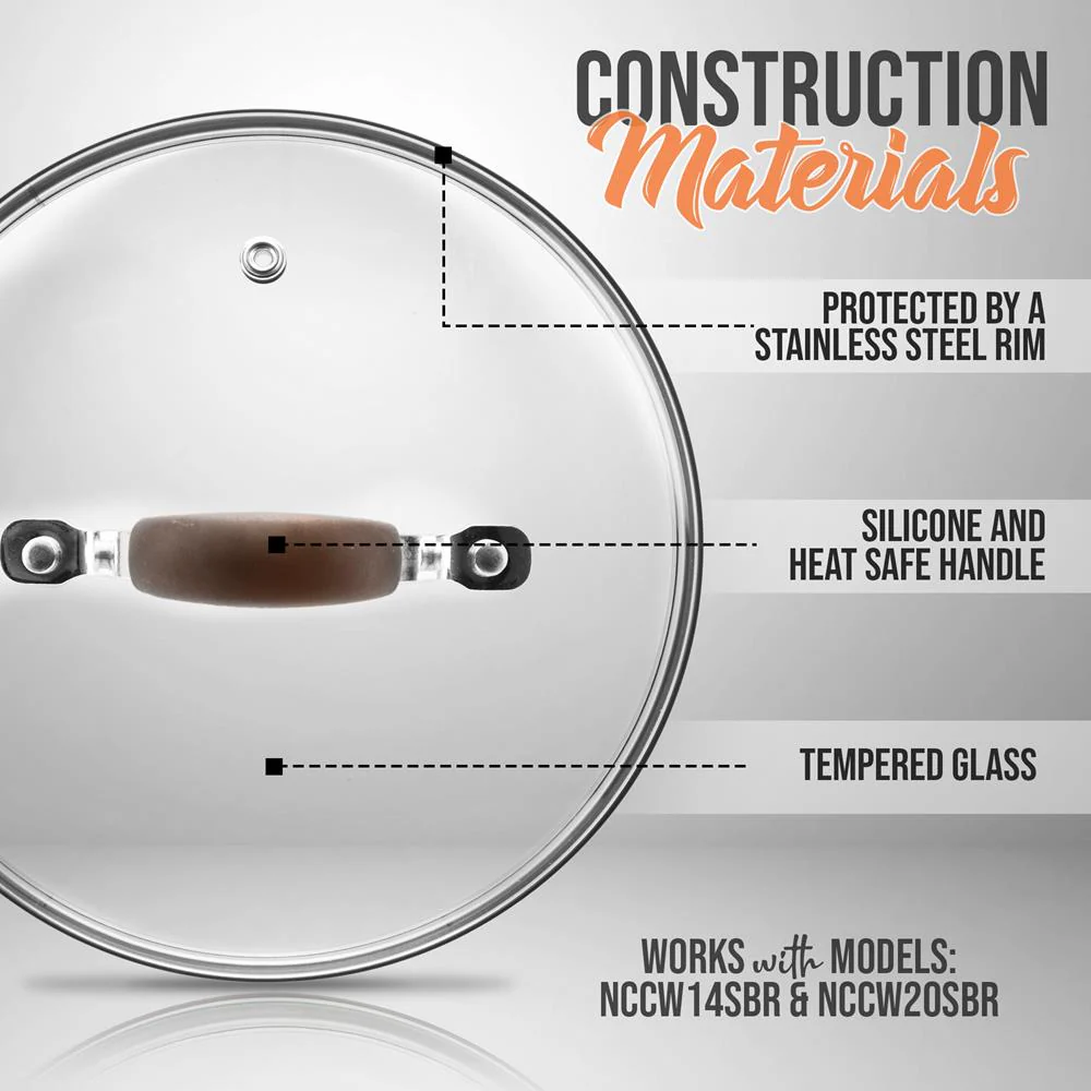 Cooking Pot Lid - See-Through Tempered Glass Lids, 2.5 Quart (Works With Models: Nccw14Sbr & Nccw20Sbr) - Image 3