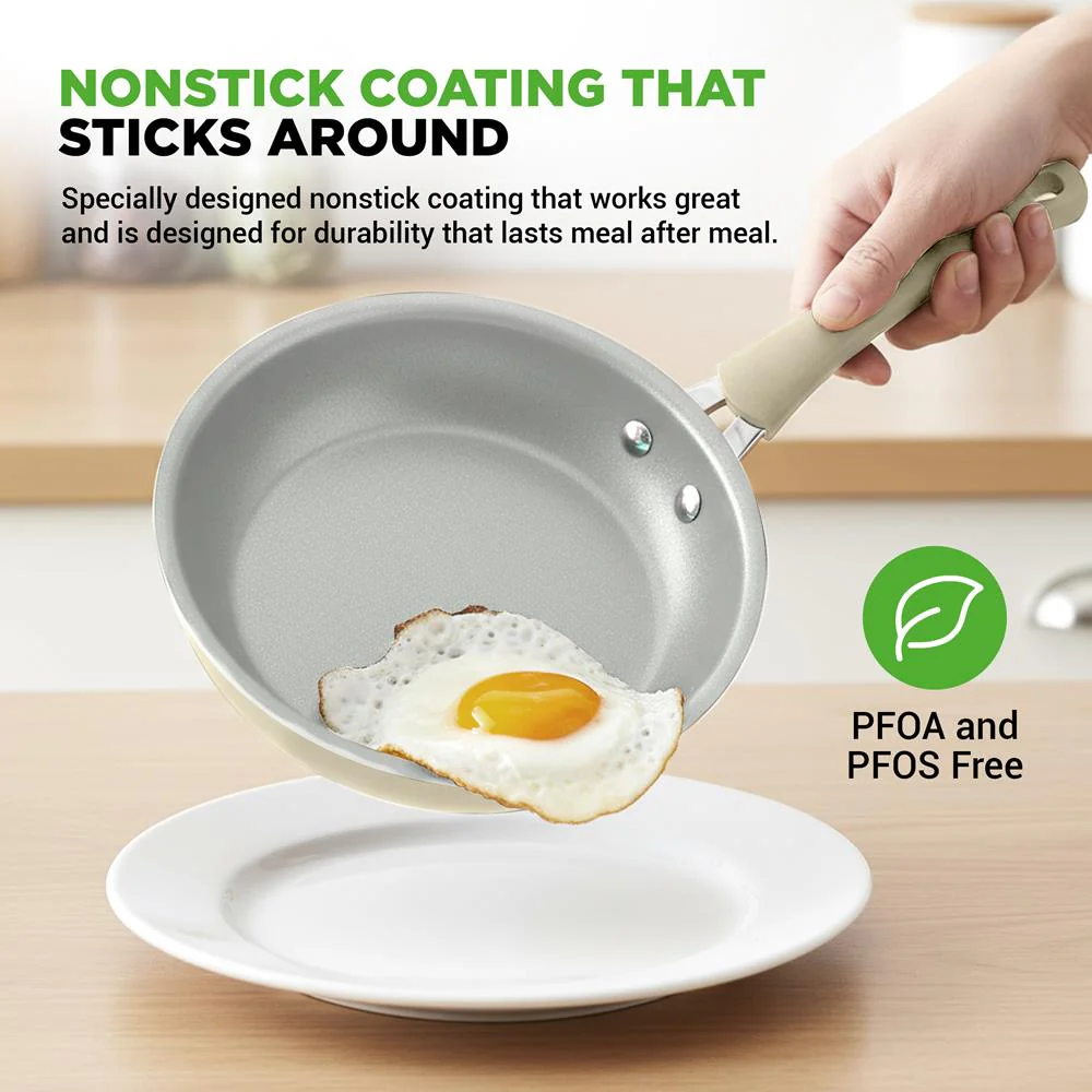 20-Piece Non-Stick Cookware Set, Easy-Clean Aluminum, White - Image 10