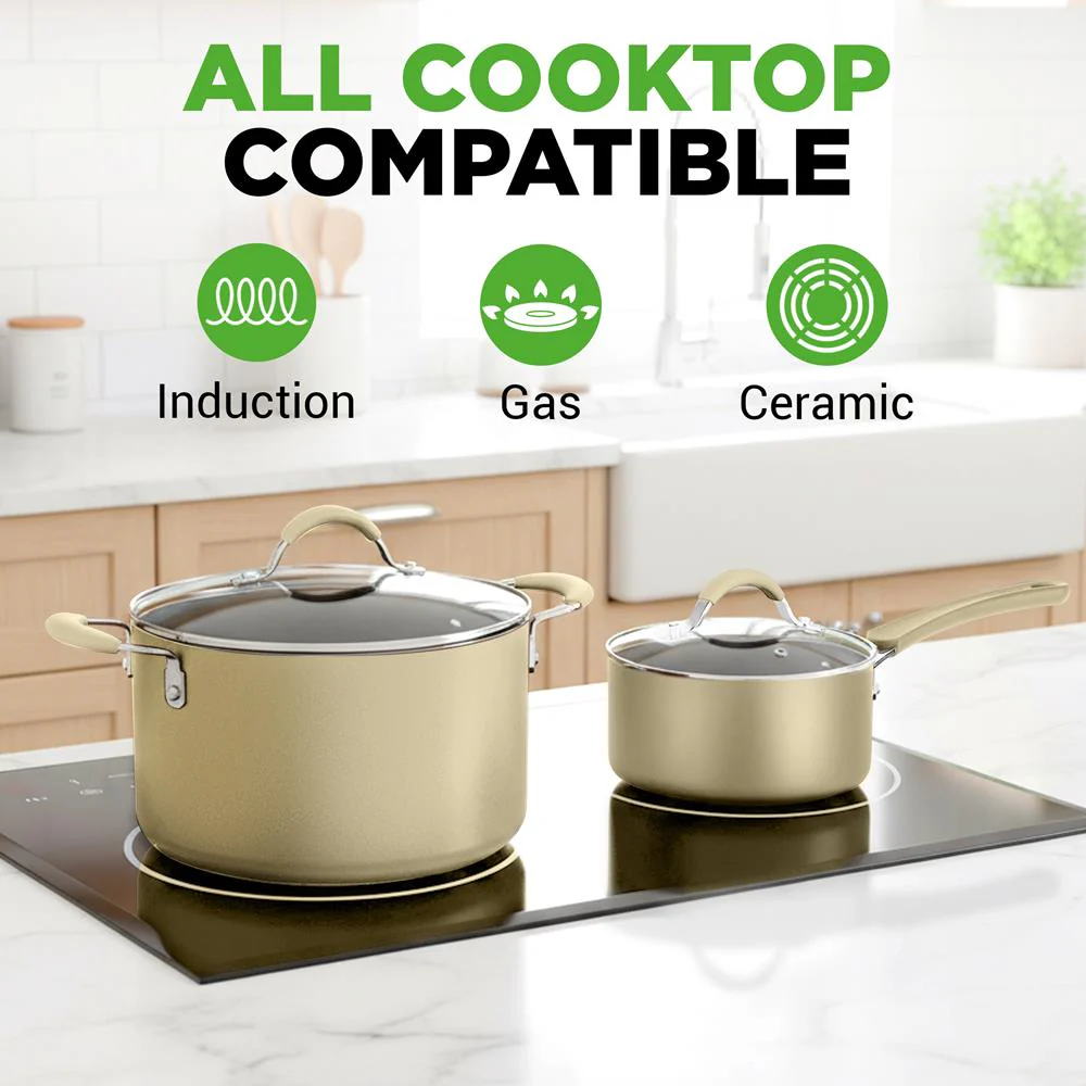20-Piece Non-Stick Cookware Set, Easy-Clean Aluminum, White - Image 2