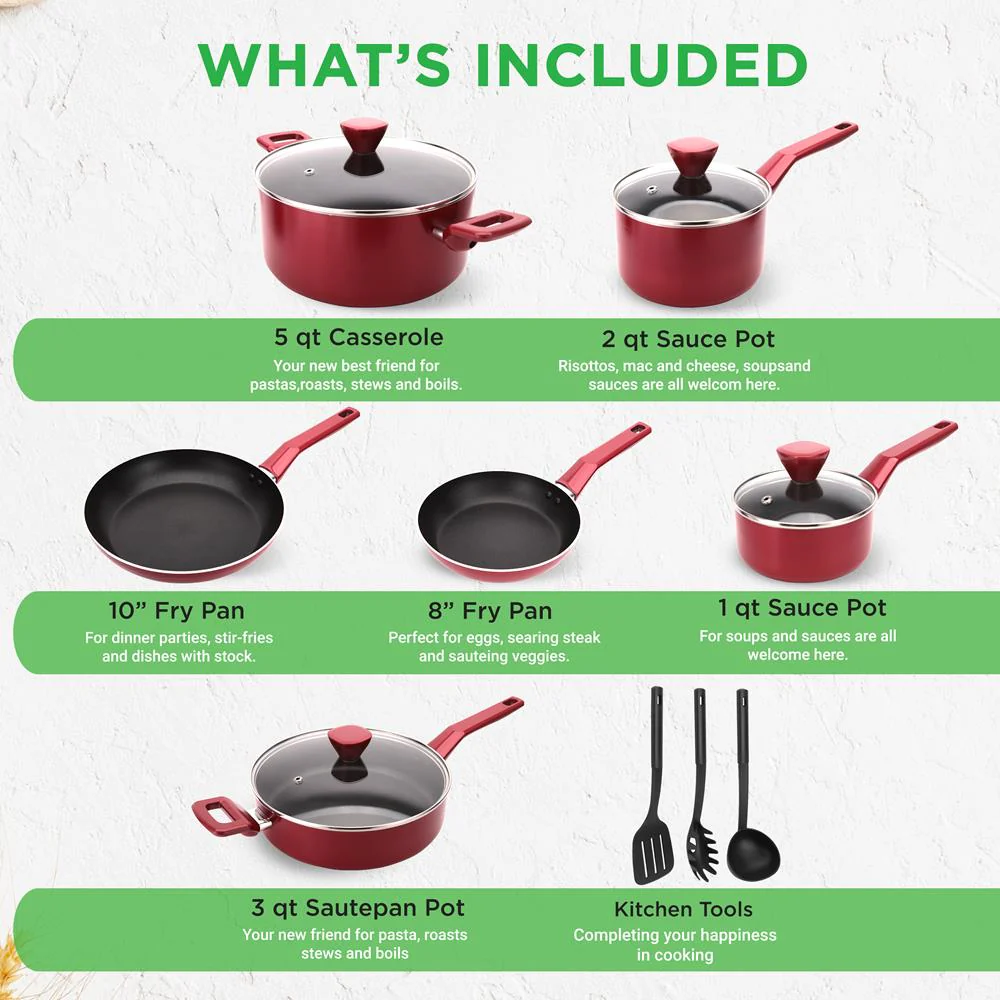 Kitchenware Pots & Pans - Stylish Kitchen Cookware Set, Non-Stick (13-Piece Set) - Image 2
