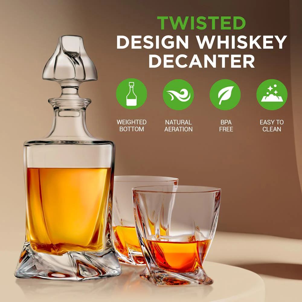 Whiskey Decanter Enhances Taste Crystal Glass 750ml Capacity - Image 3