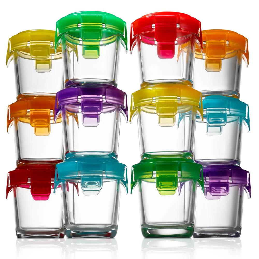 24-Piece Glass Food Storage Set, Airtight, Leak-Proof, Stackable, 4.48oz