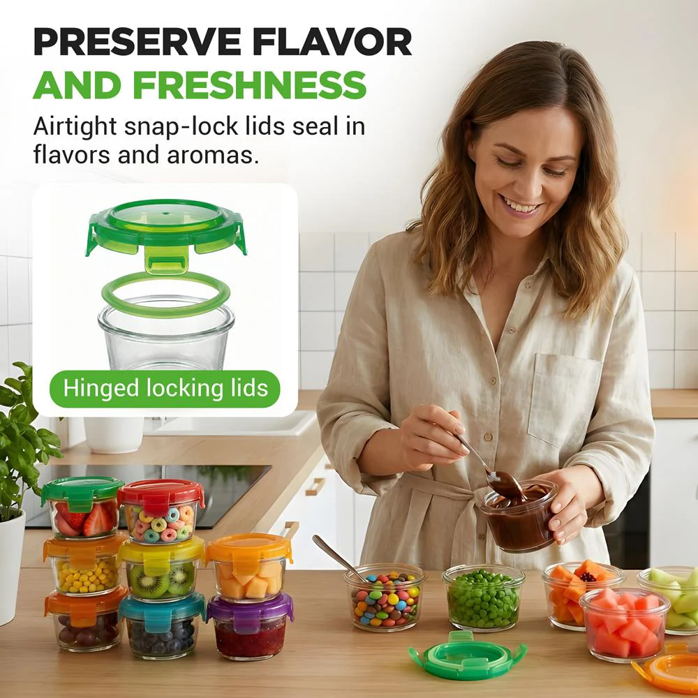 24-Piece Glass Food Storage Set, Airtight, Leak-Proof, Stackable, 4.48oz - Image 2