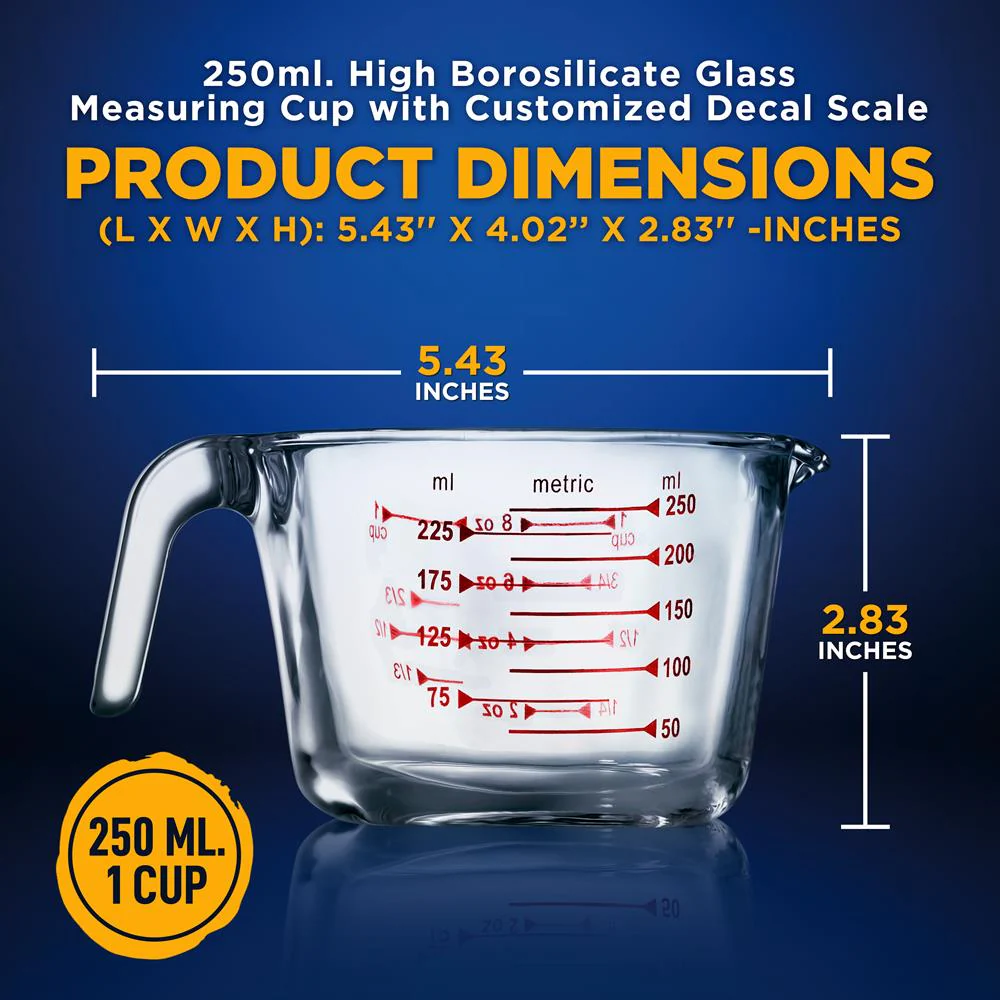Glass Measuring Cup 1000ml Precise Pouring Borosilicate Heat-Resistant - Image 2