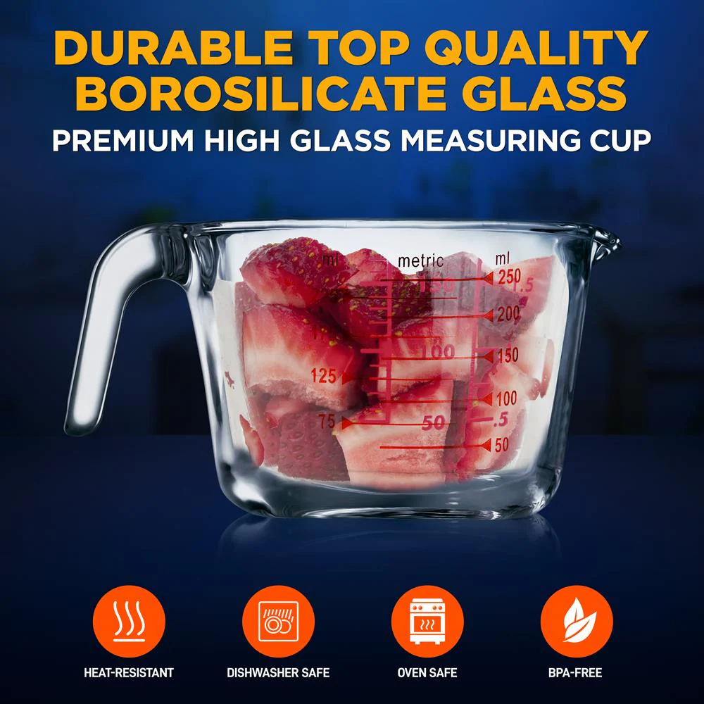 Glass Measuring Cup 1000ml Precise Pouring Borosilicate Heat-Resistant - Image 3