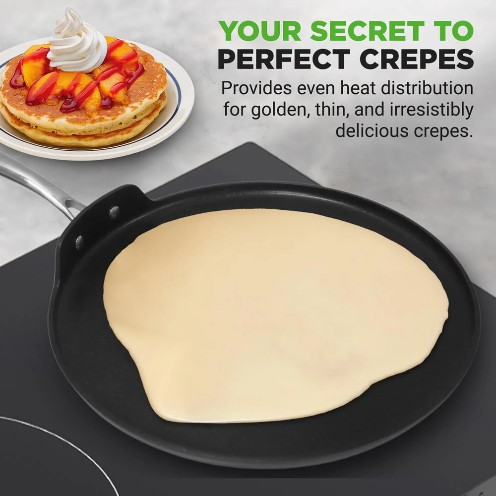 12" Nonstick Crepe Pan, Even Heating, Hard-Anodized, Dishwasher Safe - Image 2