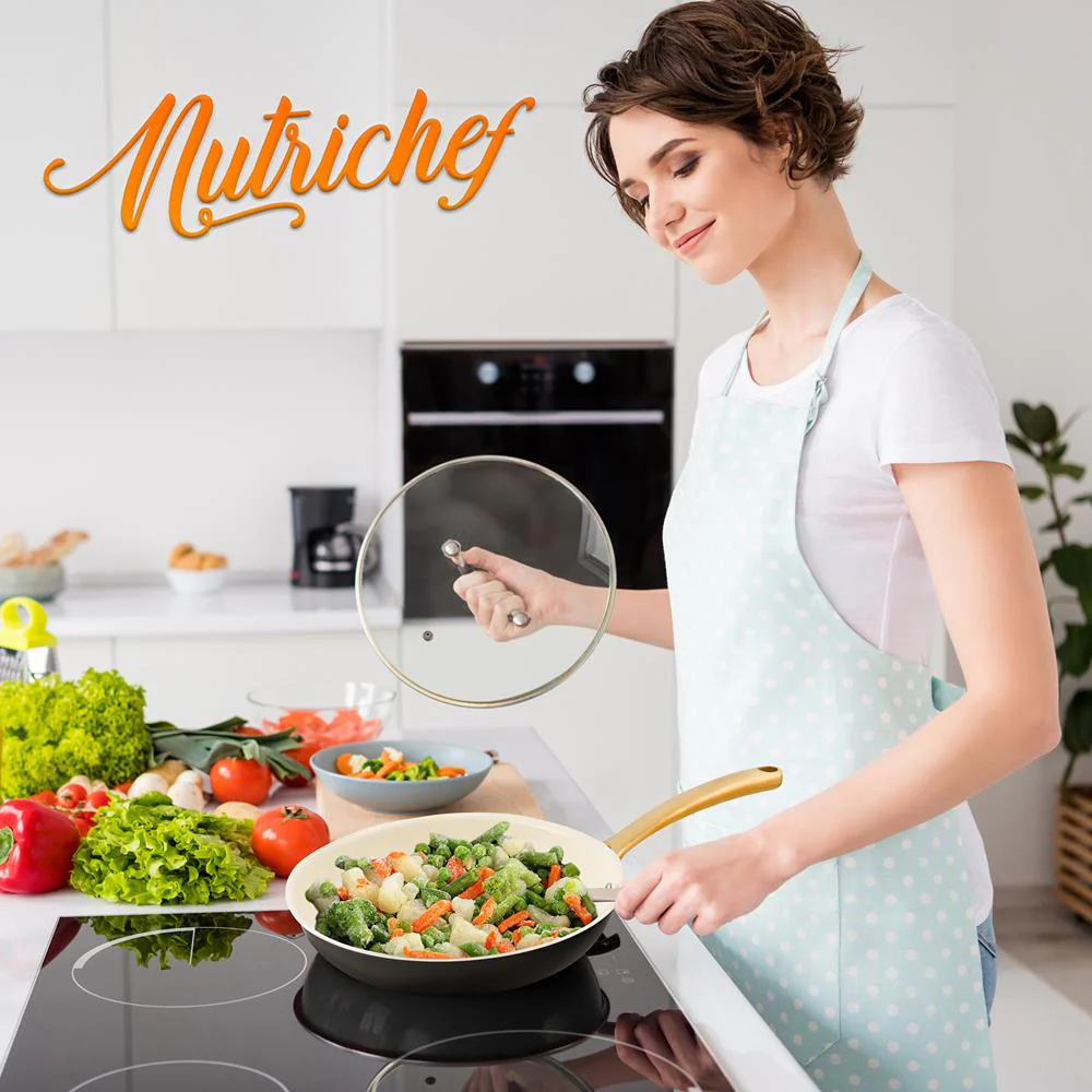 8" Non-Stick Frying Pan, Even Heat, Ceramic Coating, Golden Titanium Handle - Image 8