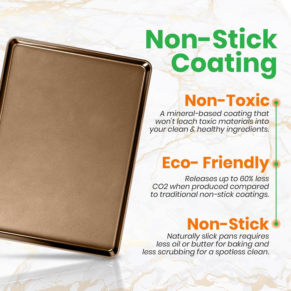 Nonstick XL Baking Pan, Easy Clean Carbon Steel, Gold, 22"x16" - Image 4