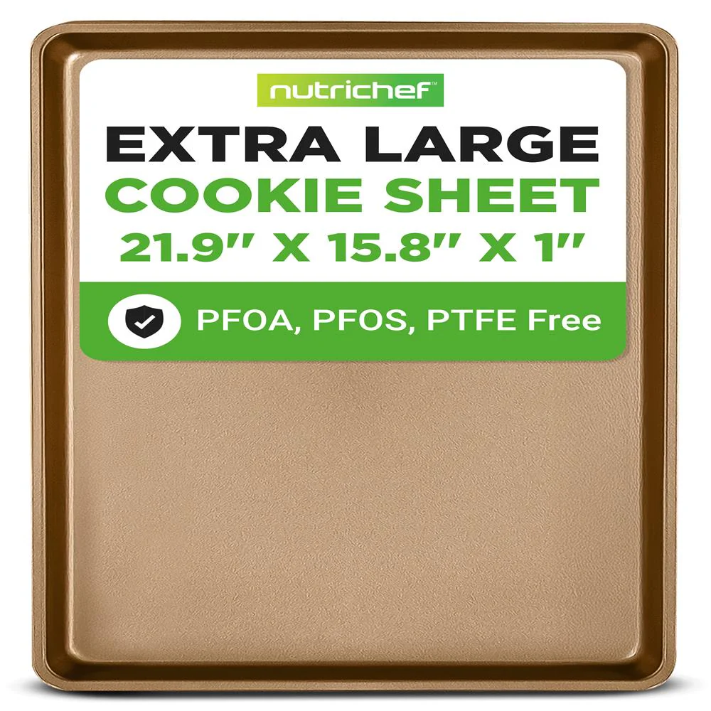Non-Stick Mega Bake Pan - Stylish Metallic Coating, Dishwasher Safe And Pfoa, Pfos, Ptfe Free