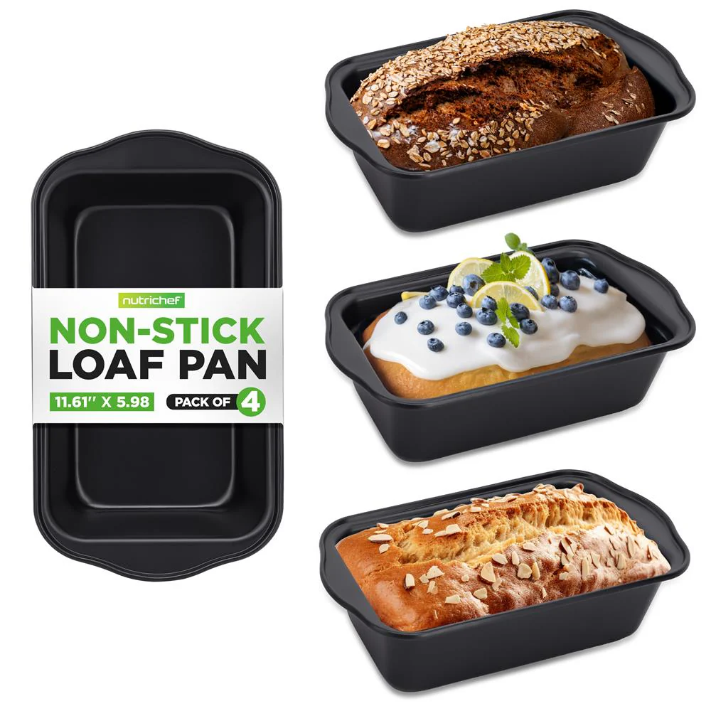 Loaf Pans Set of 4, Quick Heat, Non-Stick Carbon Steel, Oven Safe