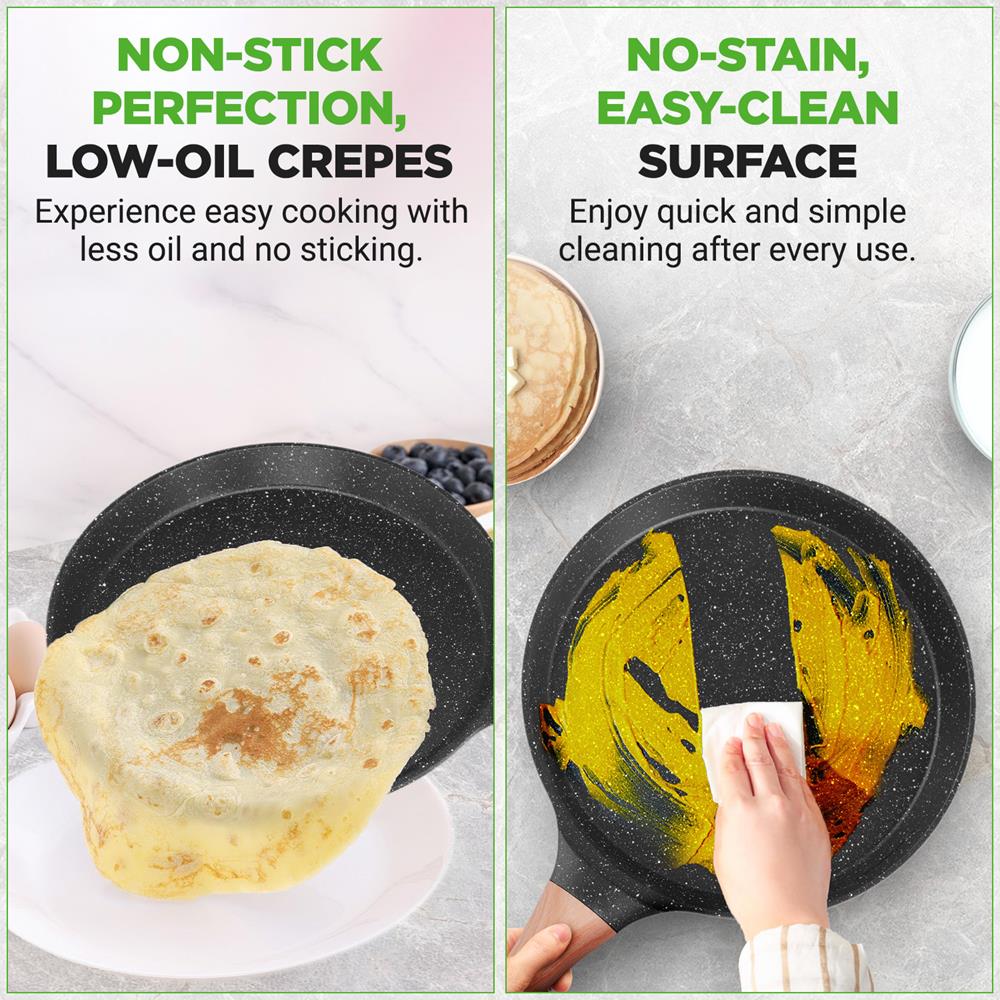 Non-Stick Crepe Pan, Even Heat, Marble Coating, Includes Spreader - Image 13