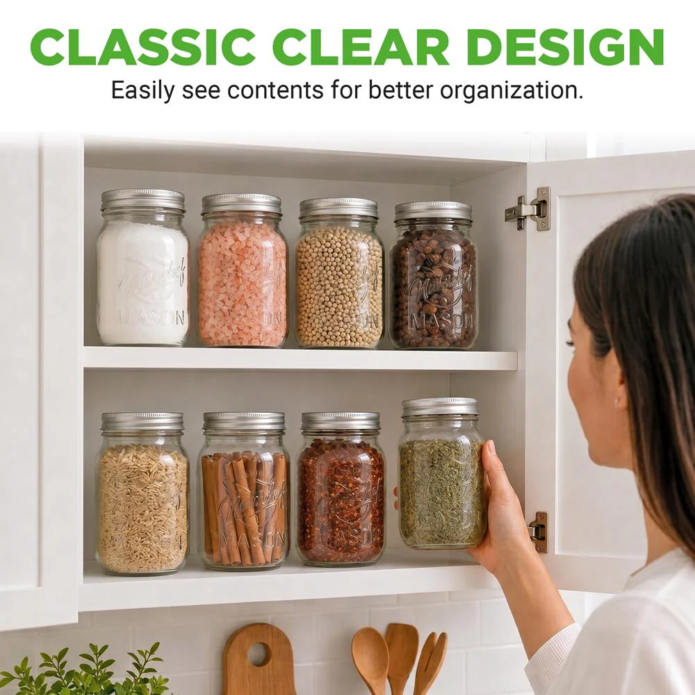 16-Pack 16 oz Mason Jars - Airtight Seal, Durable Glass, Silver Lids - Image 5