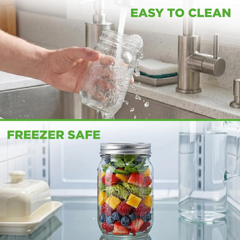 16-Pack 16 oz Mason Jars - Airtight Seal, Durable Glass, Silver Lids - Image 7
