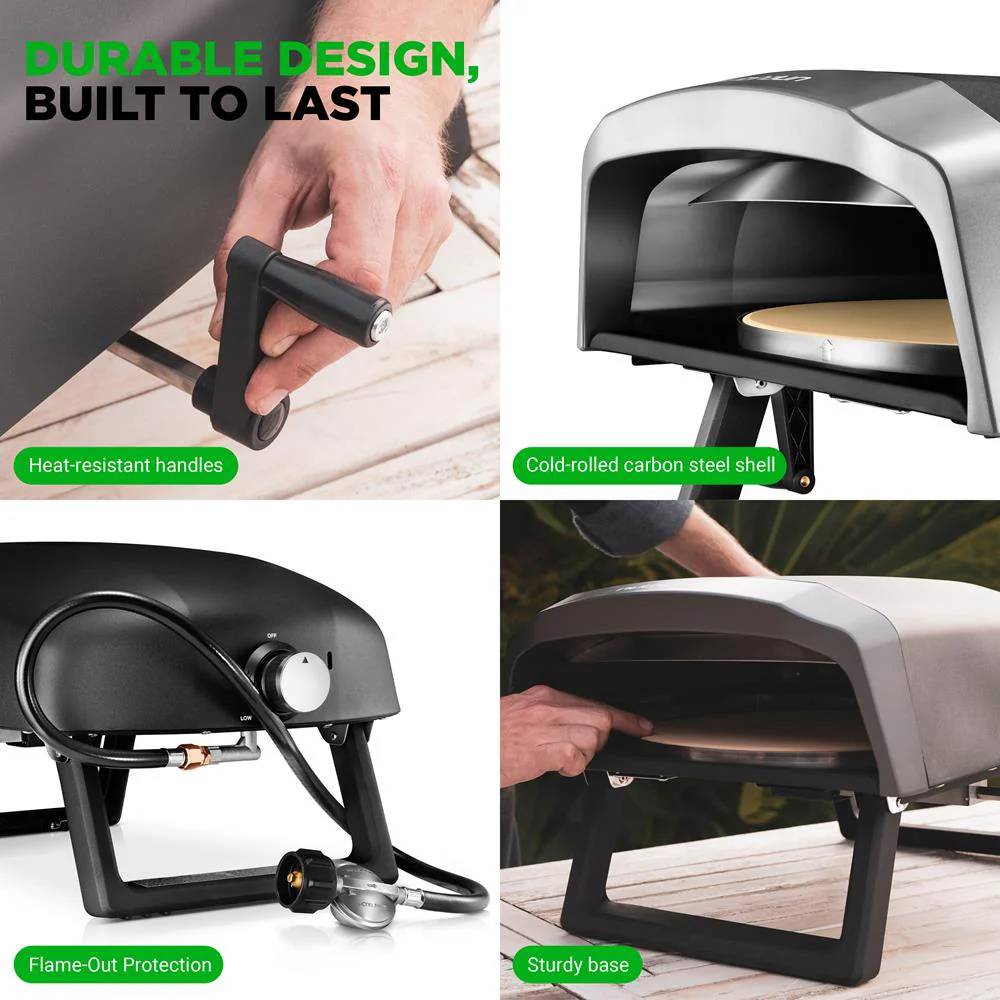 Outdoor Pizza Oven - 1-Min Cook - Rotating Stone - Carbon Steel - Image 5