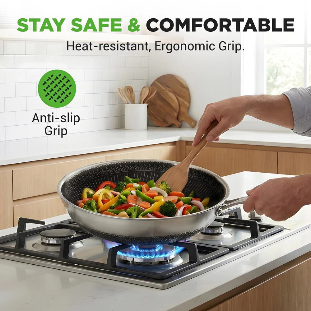 12" Stainless Steel Wok - Quick Heat, Non-Stick, Scratch-Resistant - Image 6