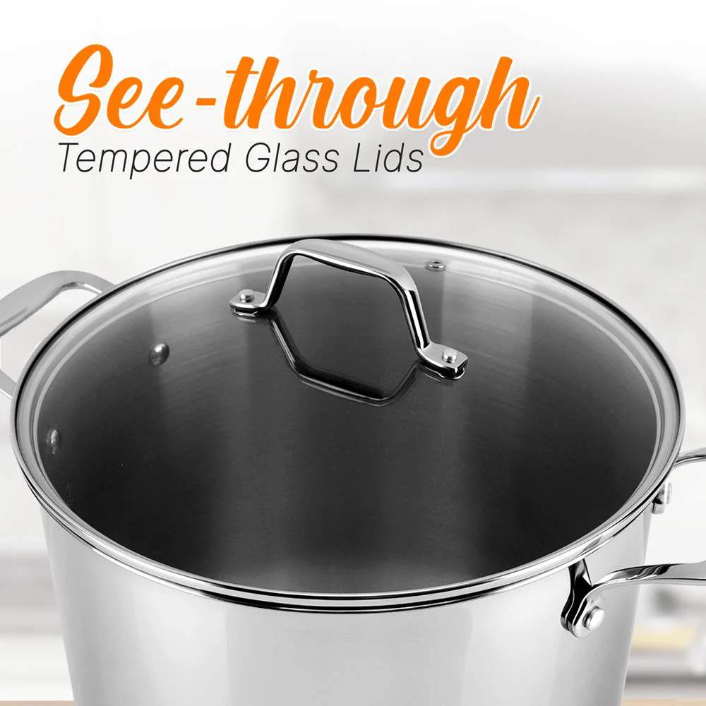 Cookware Stockpot Lid - See-Through Tempered Glass Lids (Works With Models: Ncsp8, Ncsp6) - Image 4