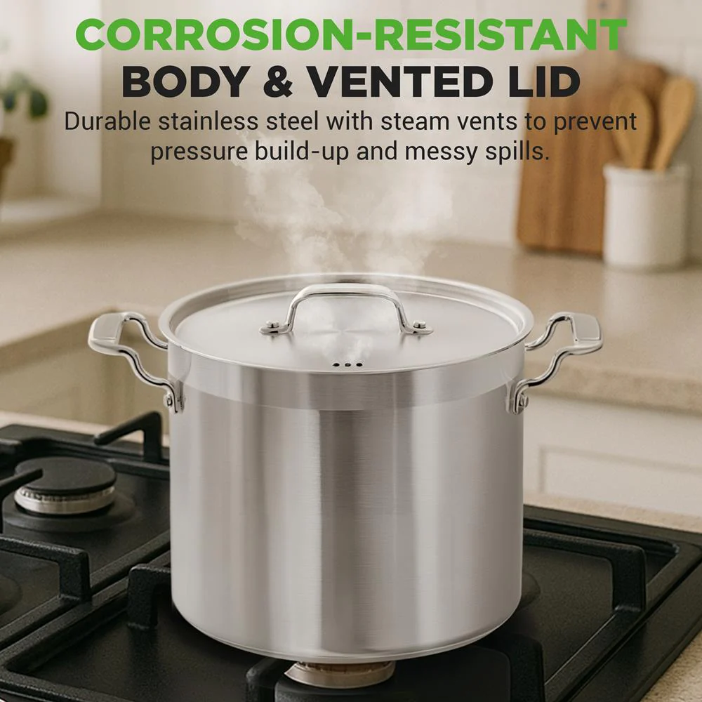 20 Qt Stockpot for Even Heat, Stainless Steel, Induction Compatible - Image 5
