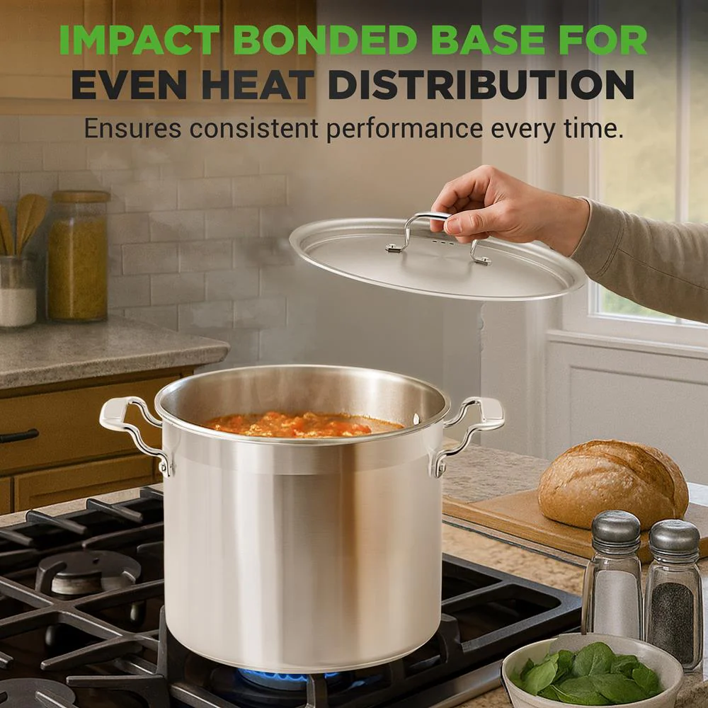 20 Qt Stockpot for Even Heat, Stainless Steel, Induction Compatible - Image 6