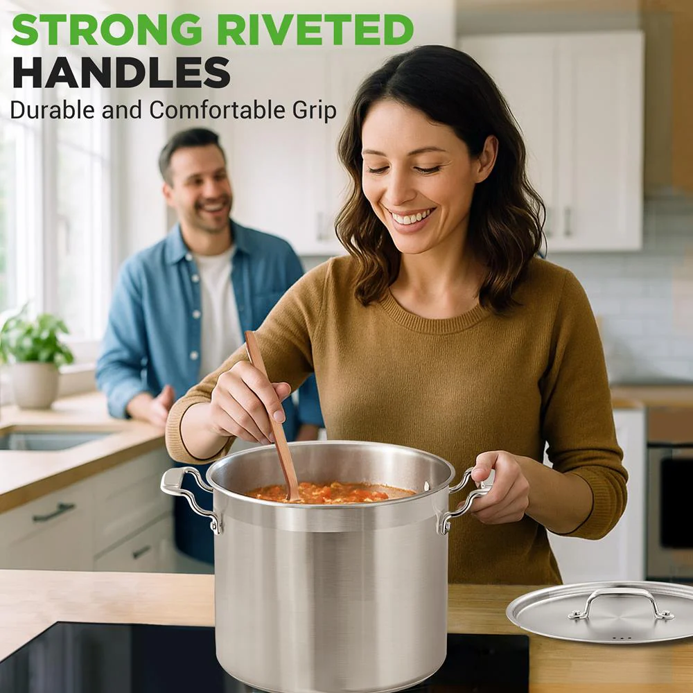 20 Qt Stockpot for Even Heat, Stainless Steel, Induction Compatible - Image 8