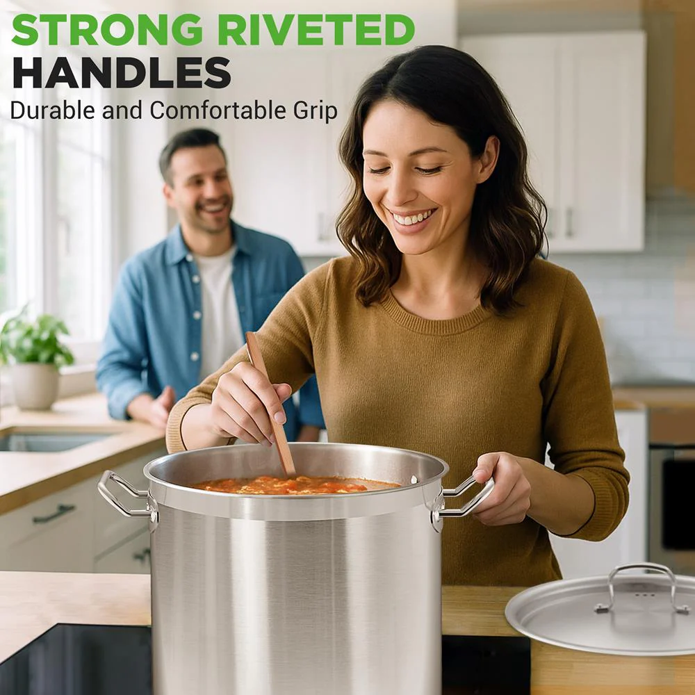 30 Qt Stainless Steel Stockpot, Even Heat, Induction Compatible - Image 8