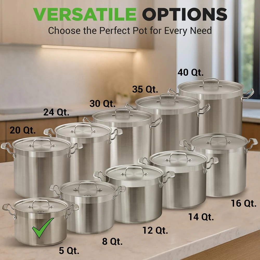 5-Quart Stockpot for Even Heat, Stainless Steel, Induction Compatible - Image 3