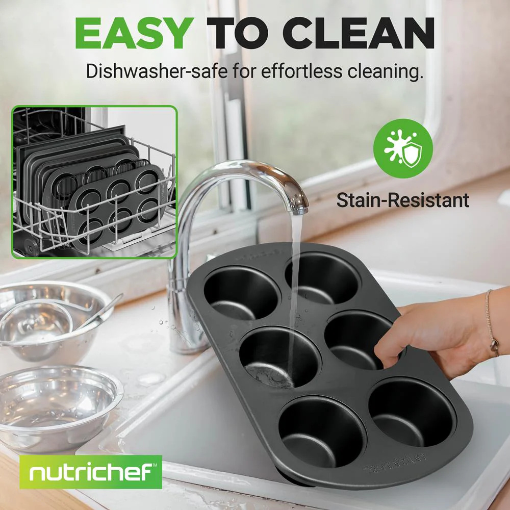6-Piece Non-Stick Bakeware Set, Stackable Carbon Steel, Gray - Image 11