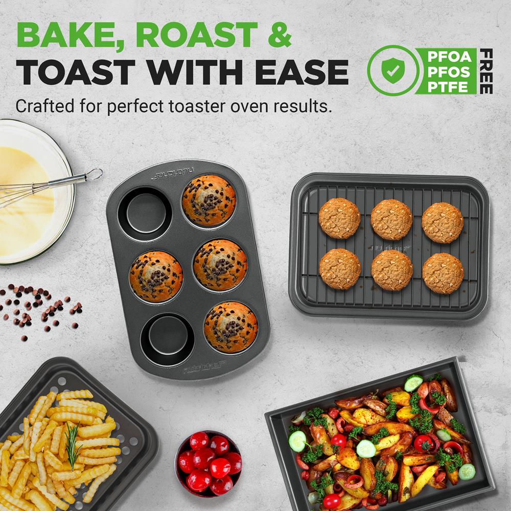 6-Piece Non-Stick Bakeware Set, Stackable Carbon Steel, Gray - Image 4