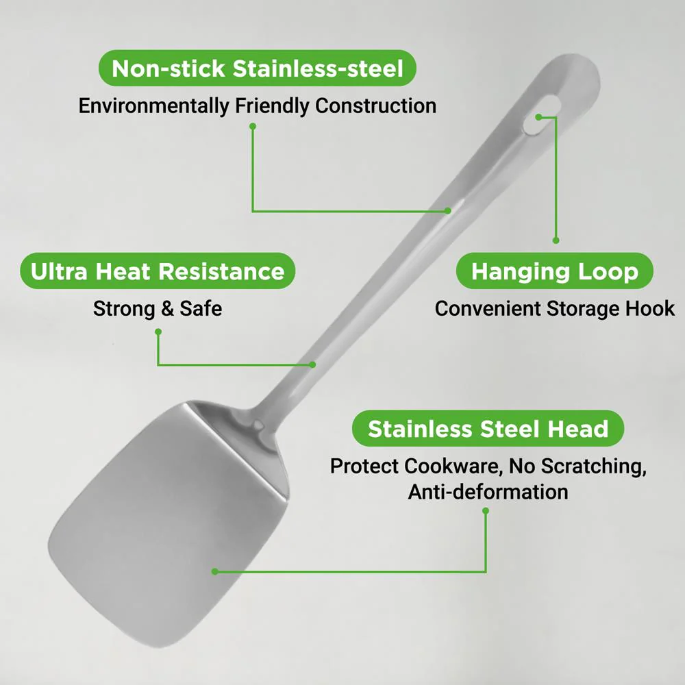 10 Pcs. Stainless Steel Kitchen Utensils Set - Nonstick & Heat Resistant With High-Quality Ss Utensil Holder, Spoon, Slotted Spoon, Turner, Slotted Turner, Ladle, Pasta Server, Server, Food Tong, Masher And Whisk - Image 3