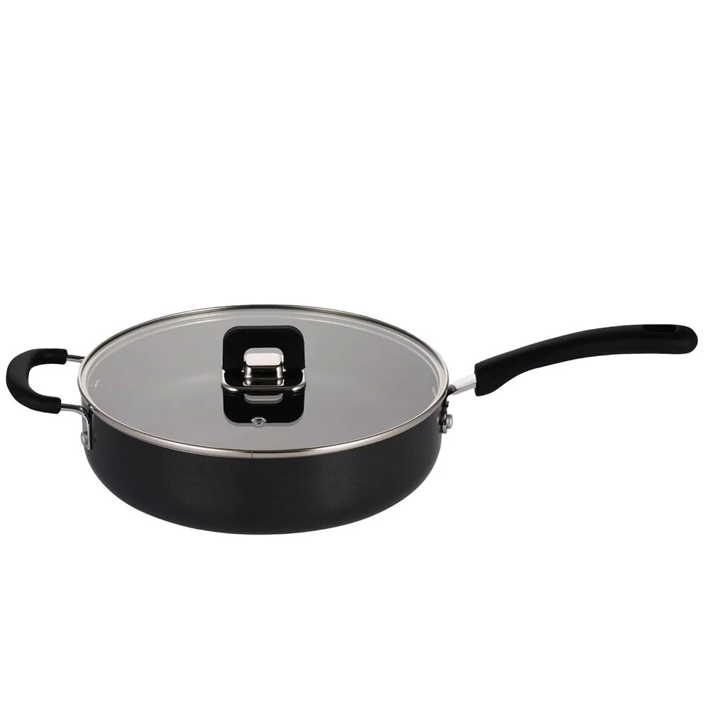 3.7Qt Non-Stick Saute Pan - Space-Saving Foldable Knob, Glass Lid