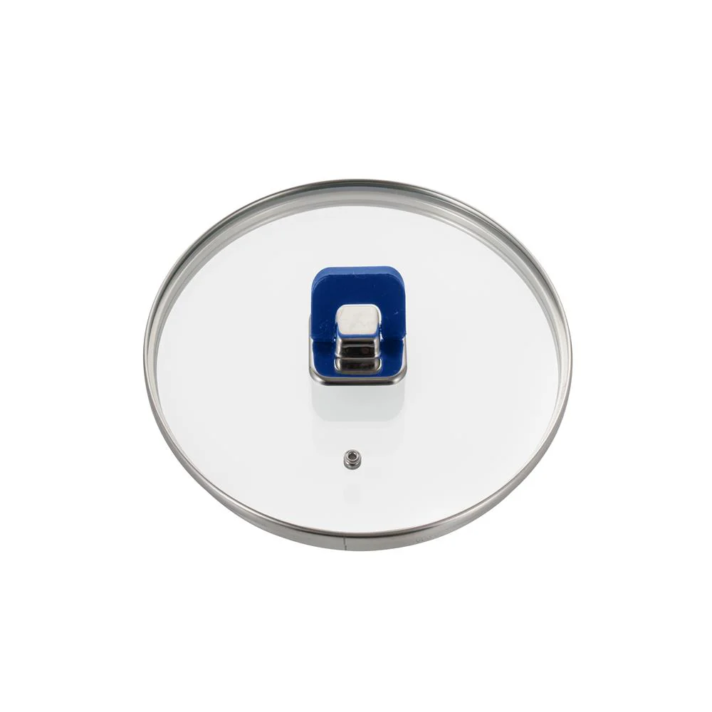 Sautepan Pot Lid, Easy Storage, Tempered Glass, Blue