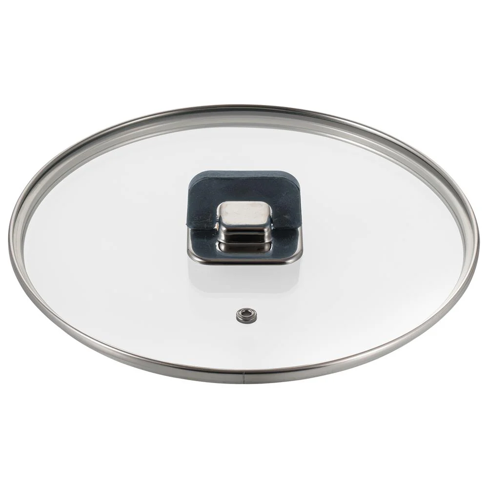 5 Qt Casserole Lid, See-Through Tempered Glass, Stainless Steel Rim, Gray