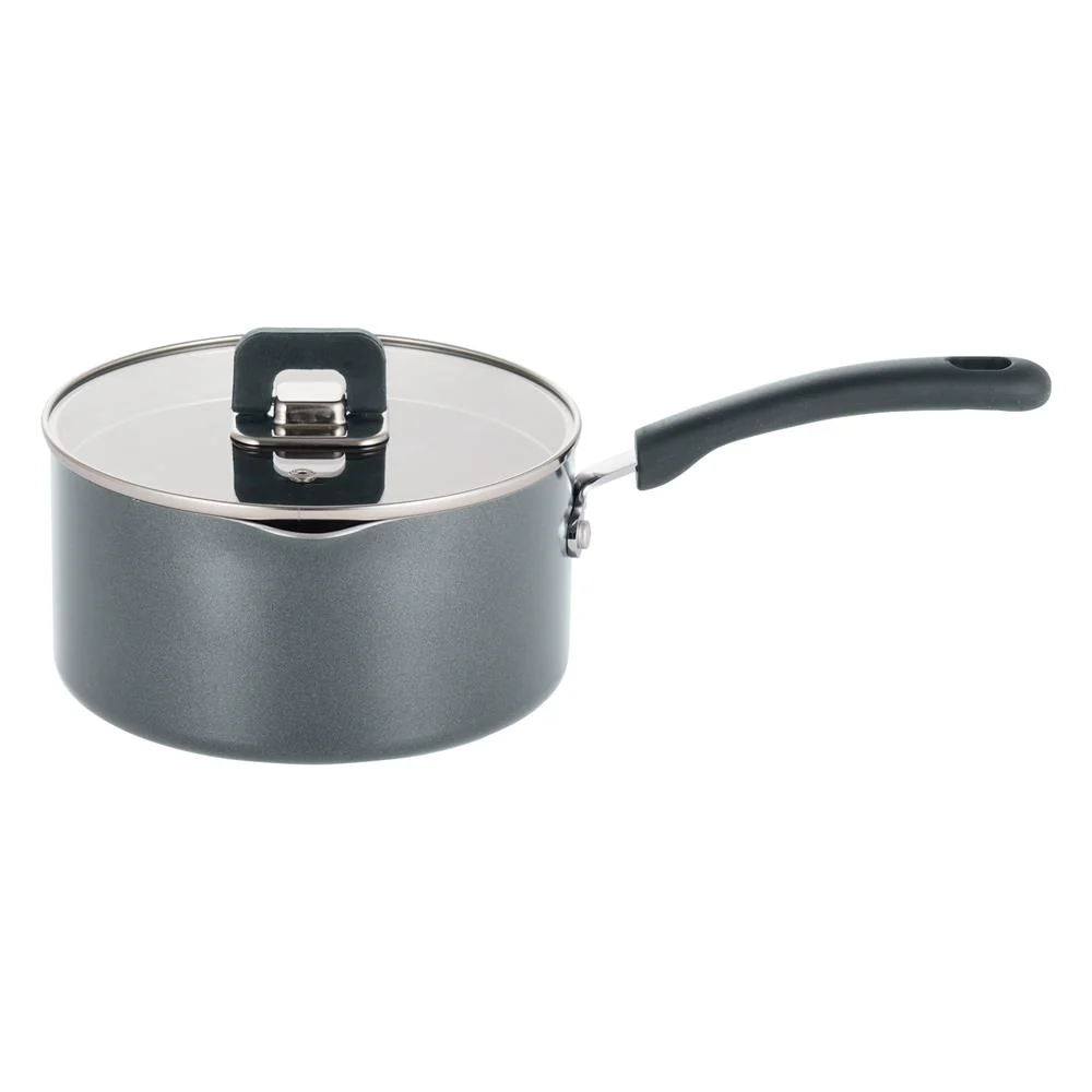 Non-Stick Saucepan Pot 1.5 Qt Easy Storage Foldable Knob Gray