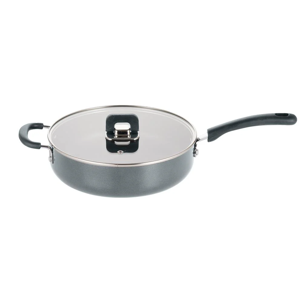 3.7Qt Non-Stick Saute Pan with Lid, Foldable Knob, Gray
