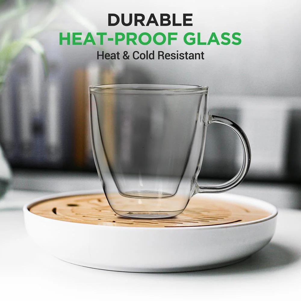 Espresso Cups 5.2 Oz, Insulated Double-Walled Glass, Clear, Set of 2 - Image 4