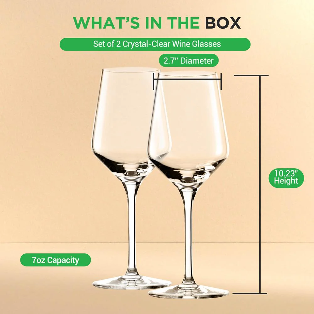 Crystal Wine Glasses - Elegant Design, Lead-Free Crystal, Dishwasher Safe