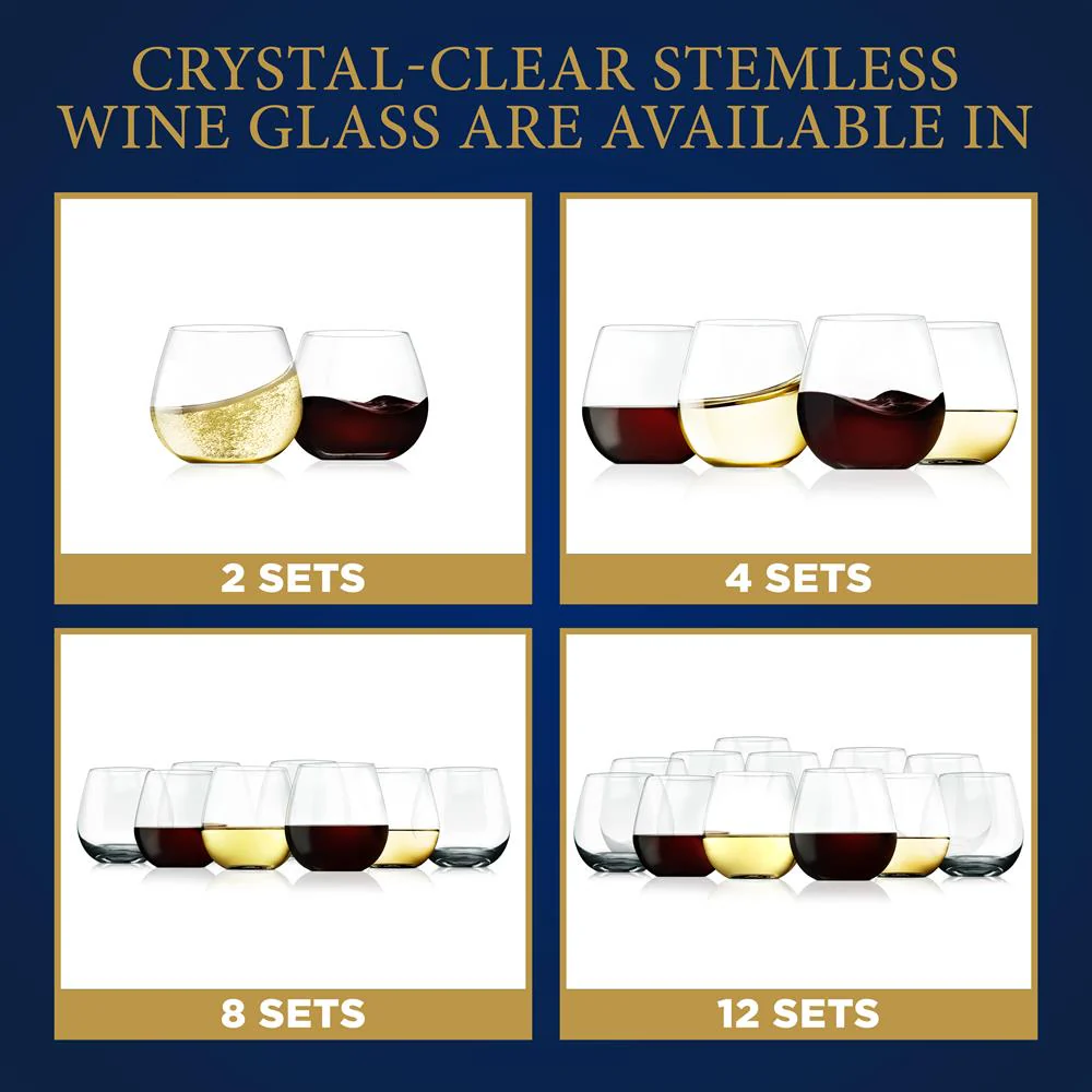 Stemless Wine Glasses Set of 8, Shatter-Resistant Crystal, 15 Oz - Image 5