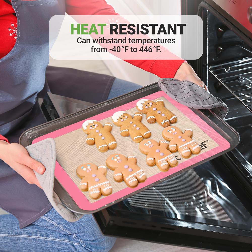 Silicone Baking Mats Non-stick Food-Grade Oven-Safe 480°F Pink - Image 4