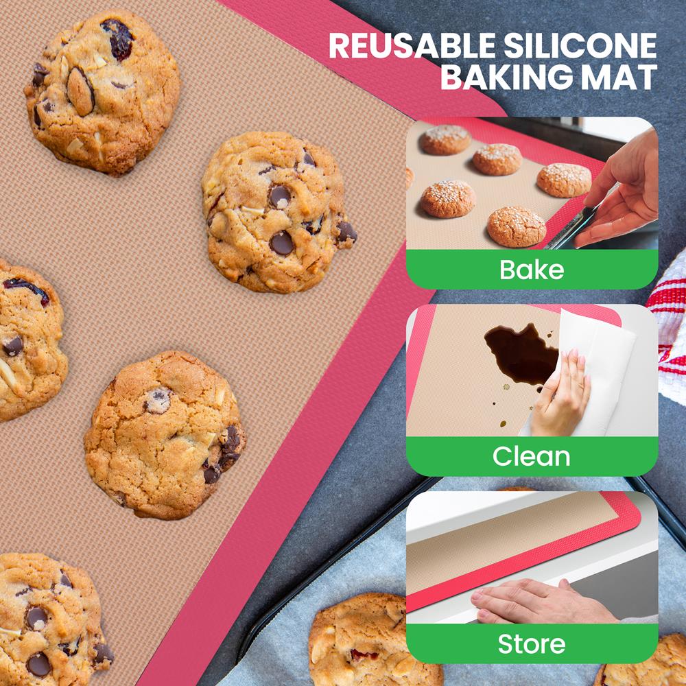 Silicone Baking Mats Non-stick Food-Grade Oven-Safe 480°F Pink - Image 5