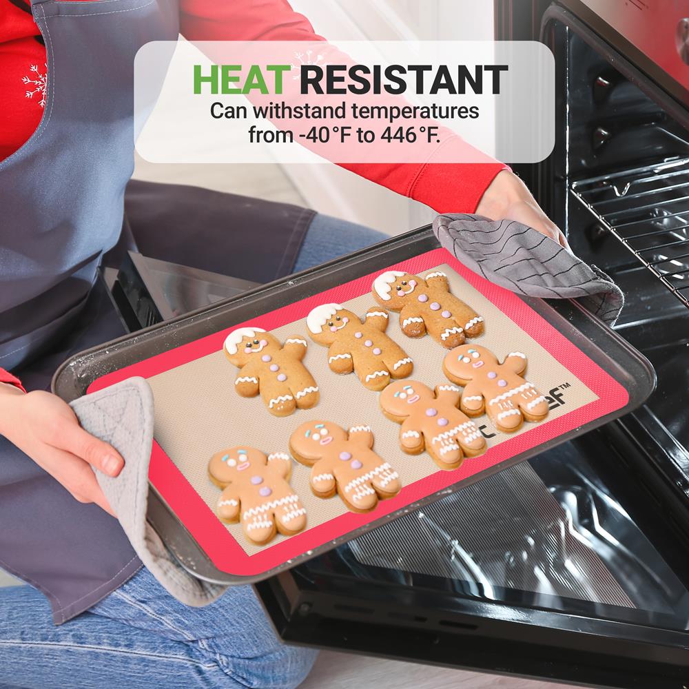 Silicone Baking Mats - Nonstick, Oven-Safe 480°F, Red, 24.4"x16.5" - Image 4