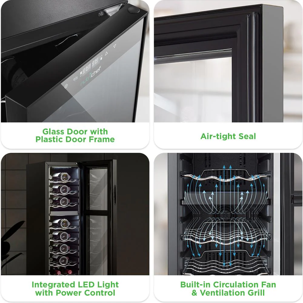 24 Bottle Wine Cooler, Dual Zone, Adjustable Temp, Ultra Quiet, Glass Door - Image 5