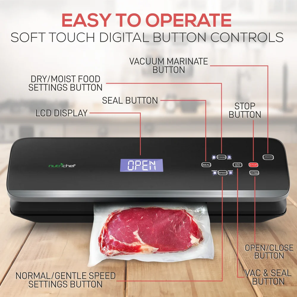Automatic Food Vacuum Sealer - Electric Air Sealing Preserver System With Soft Touch Digital Button Controls - Image 2