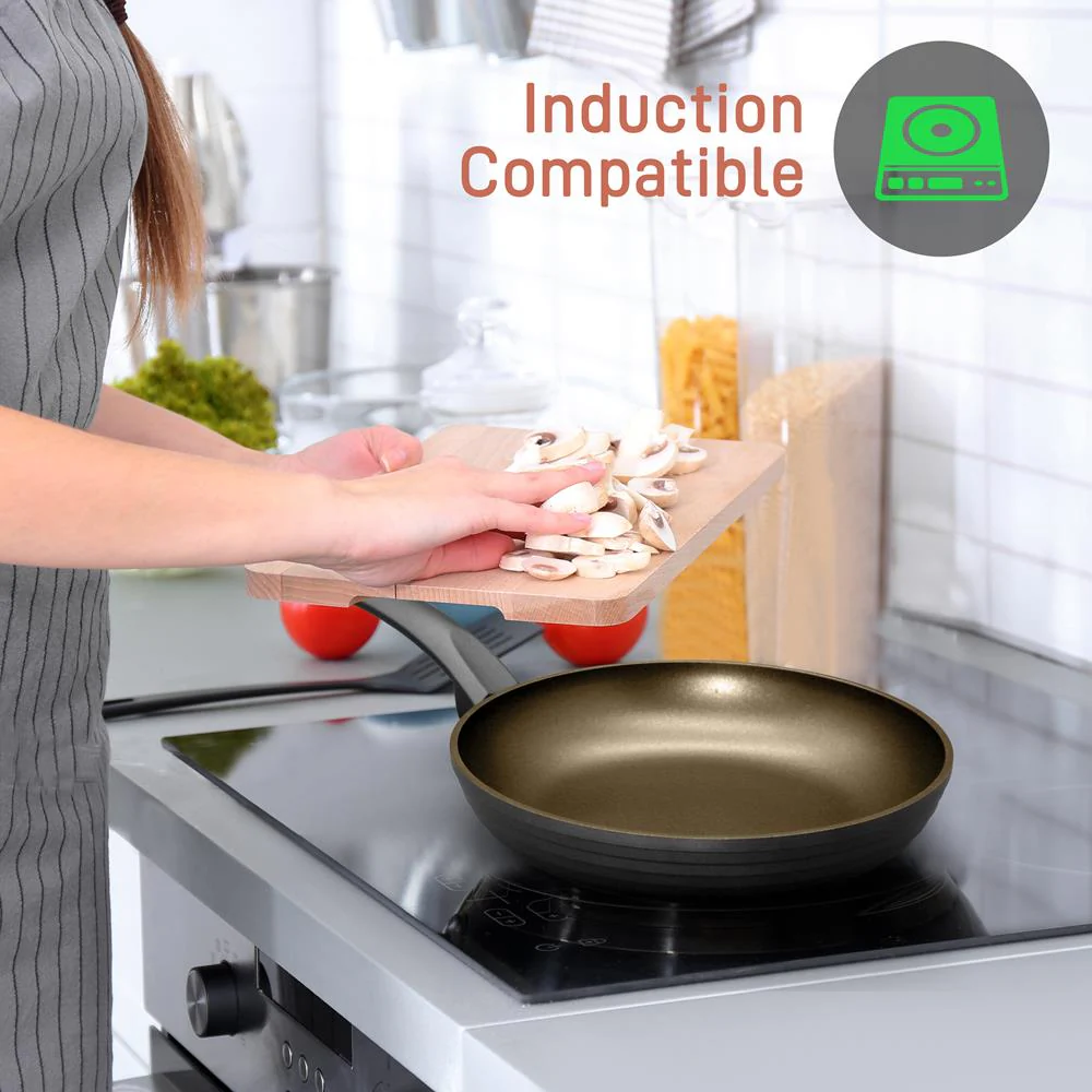 11'' Large Fry Pan - Non-Stick Stylish Kitchen Cookware With Metallic Ridge-Line Pattern (Works With Model: Nccw12S) - Image 5