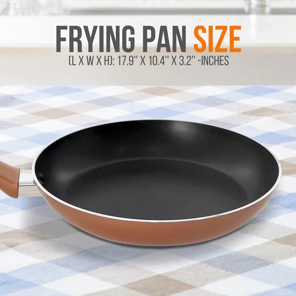 10'' Large Open Fry Pan - Non-Stick High-Qualified Kitchen Cookware With Black Inside And Brown Outside (Works With Model: Nccwa13Br) - Image 2
